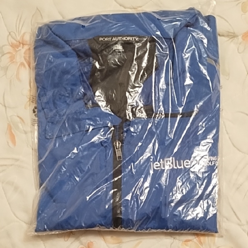 Port Authority Blue Utility Jacket with White Accents/Waterproof
